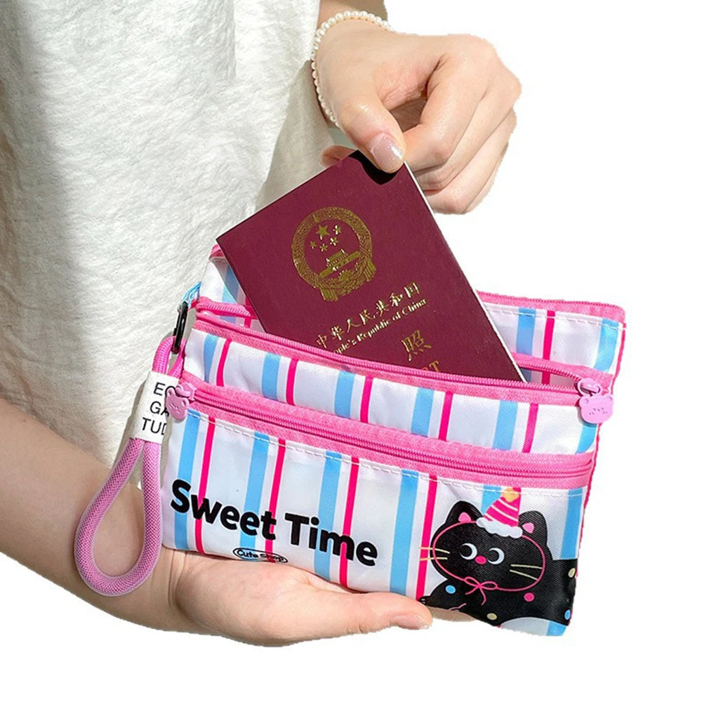 Cute Waterproof ID Card Storage Bag Multi-function Portable Plane Ticket Card Bag Cute Cartoon Passport Clip ID Card Storage Oasis Select