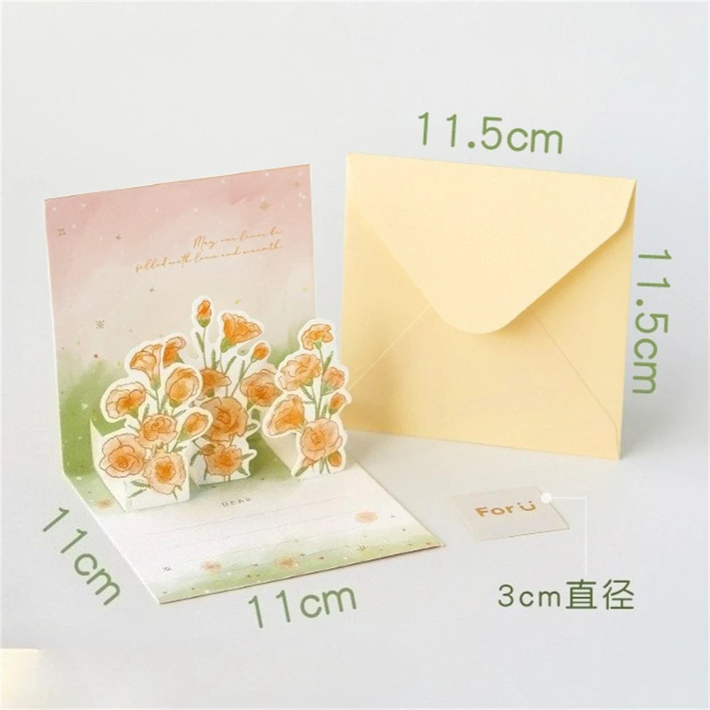 Creative Festival 3D 3D Flower Greeting Card Fresh Birthday Wishes Grateful Folding Card For Teachers Lover Mother Friends Oasis Select B