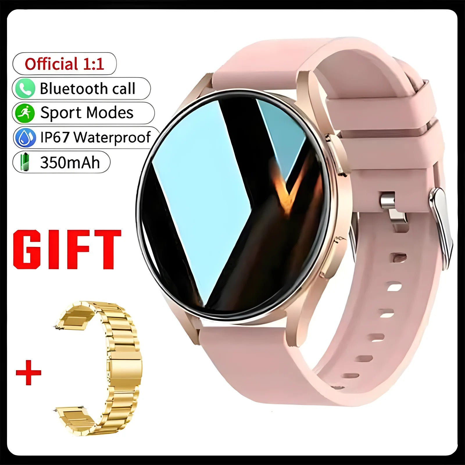 Bluetooth Call Smart Watch Pro 1.39-Inch Custom Dials Music Sports Men Women Watch 6 Health Monitor Smartwatch For Android IOS Oasis Select Go22Szstrap