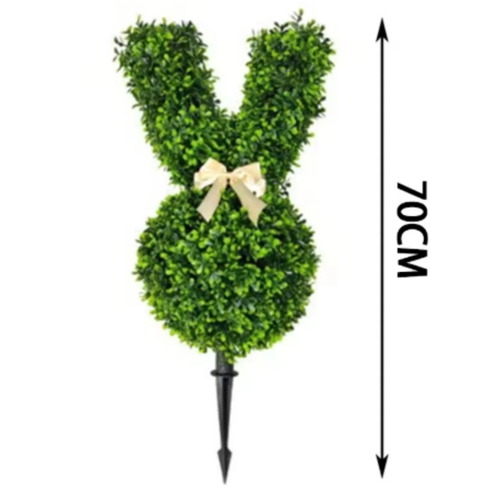 Easter Bunny Topiary Tree Artificial Green Rabbit Plant Garden Stake Outdoor Yard Patio Party Home Decoration Spring Festival Oasis Select A-70cm