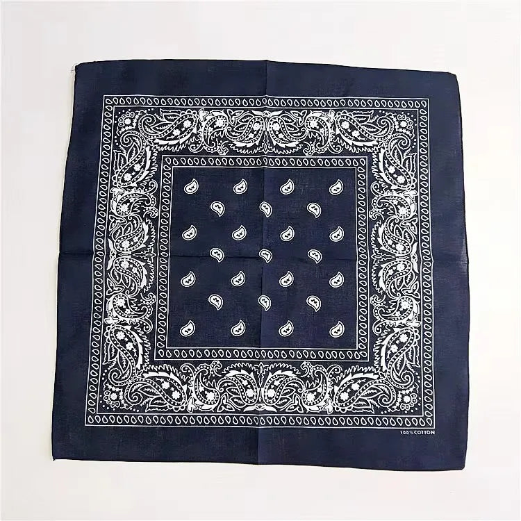 1/2pcs Bandana Kerchief Unisex Hip Hop Black Hair Band Neck Scarf Sports Headwear Wrist Wraps Head Square Print Handkerchief Oasis Select Navy blue