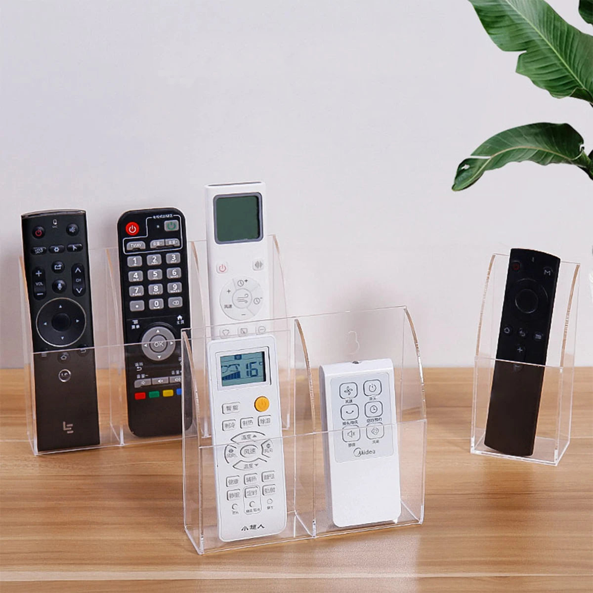 1pc acrylic multi grid remote control storage box wall mounted TV air conditioning remote control desktop organizer Oasis Select