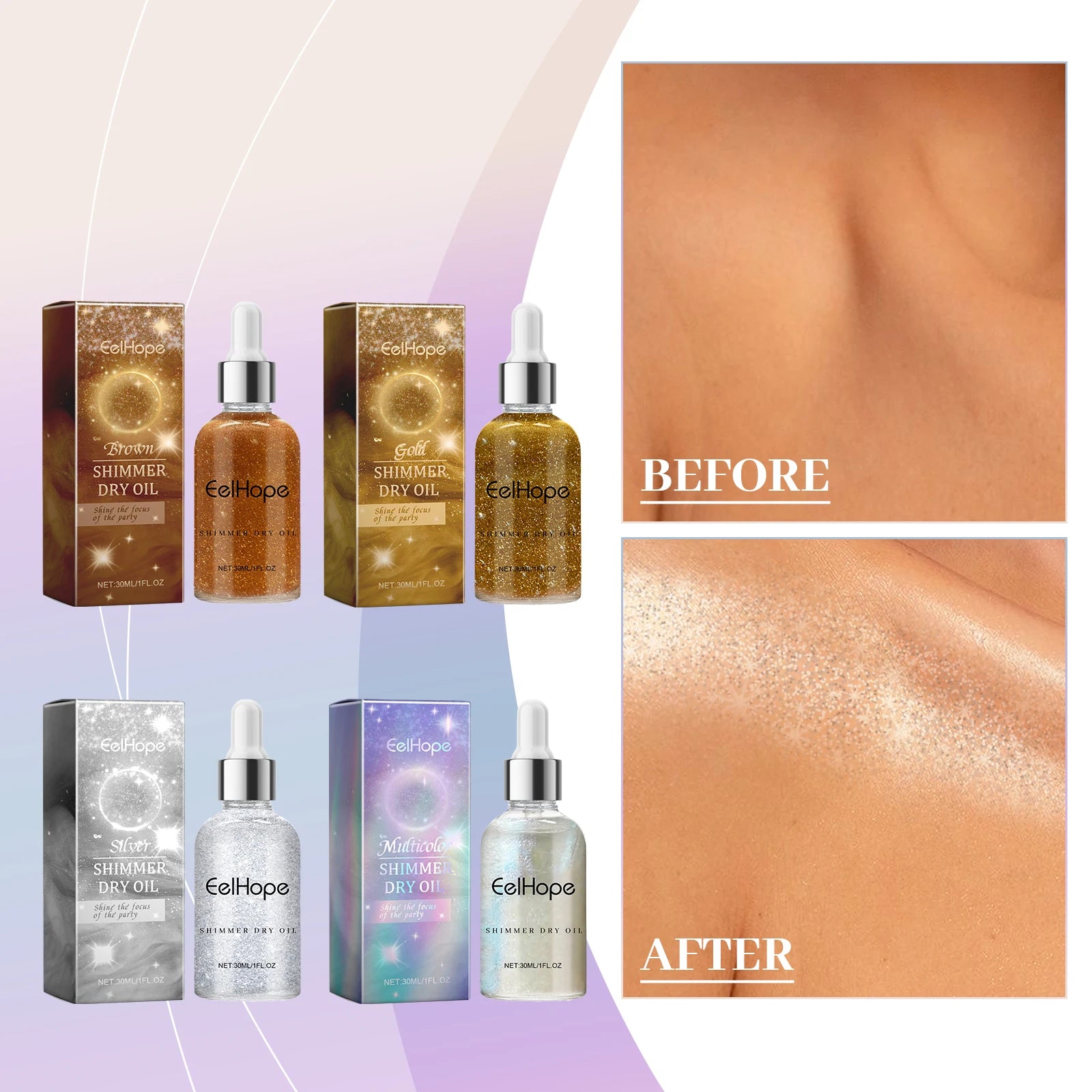Eelhope Glitter Spray Highlighter – Face, Body & Hair Shimmer