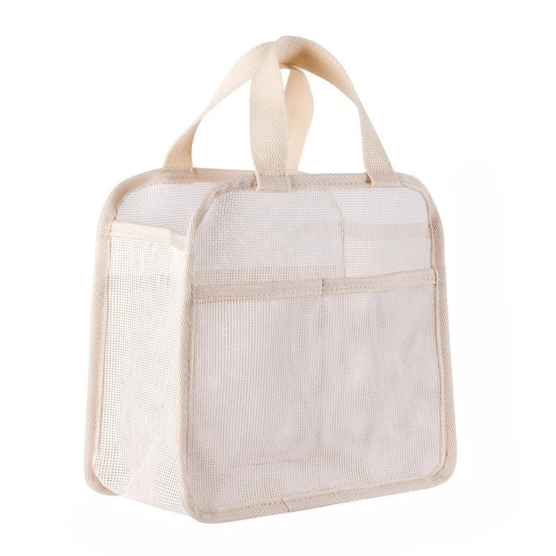 Mesh Portable Shower Caddy, Large-capacity Shower Bag, Also Suitable for Beach, Swimming, and Gym Use,Oversized Beach Bag Oasis Select beige