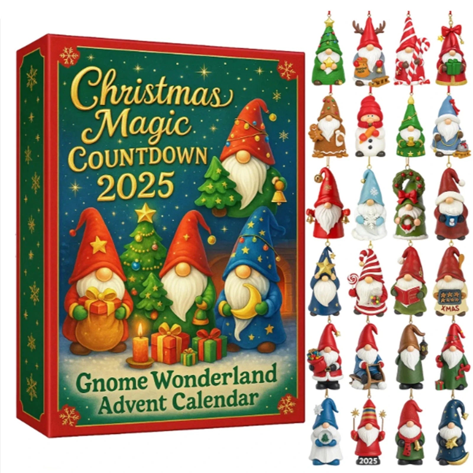 2025 Christmas Magic Gnome Wonderland Arrives 24-Day Christmas Advent Calendar 2D Acrylic Gnome Holiday Blind Boxes Oasis Select