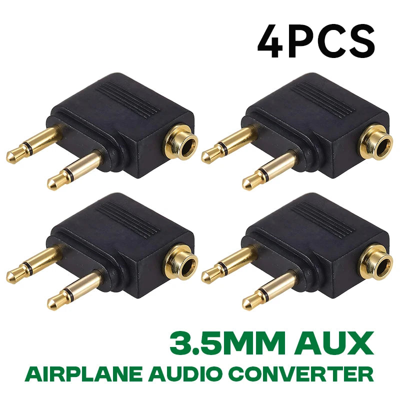 Wholesale 1-10PCS/Lot 3.5MM AUX Airplane Audio Converter Airline Aircraft Headphone Plug Jack Audio Adapter For Aircraft Travel Oasis Select 4PCS Black