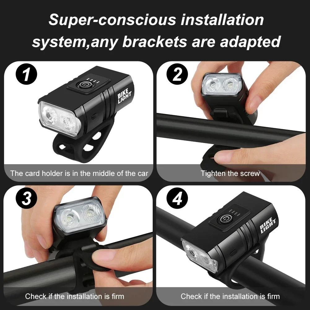 1000LM Bicycle Front Light Bright Bike Led Flashlight Lantern Rechargeable MTB Bike Rear Lamp for Cycling Headlight Christmas Oasis Select