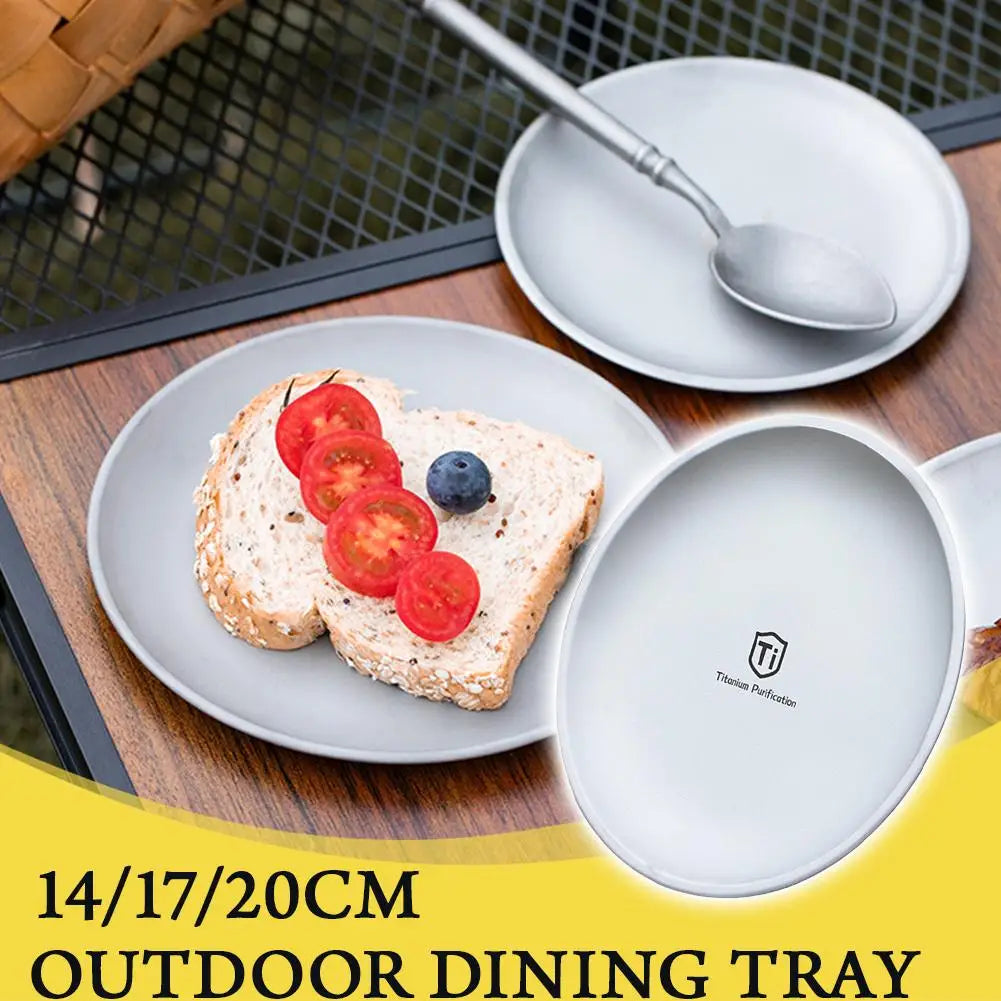 Titanium Camping Dining Plate Travel Tableware Stackable Ultra Lightweight Portable Supplies Dinnerware Home Outdoor Cookware Oasis Select