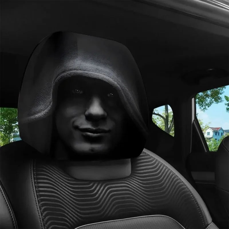 Fun Hooded Figure Printed Car Headrest Covers Funny Creative Auto Seat Neck Protector Pair For Vehicle Interior Decor Novelty Oasis Select