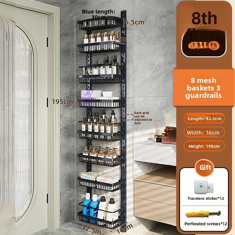 Multi-layer adjustable kitchen cabinet wall condiment seasoning rack No punching wall hanging storage shelf Oasis Select 8-1-Black-8-186 31
