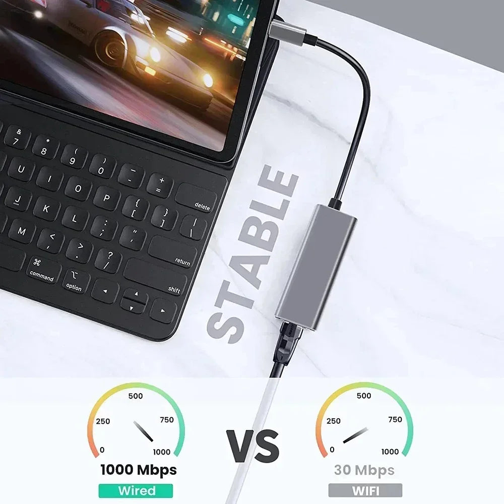 1000Mbps USB Type C Ethernet Adapter RJ45 Network Card for MacBook PC Windows XP 7 Internet Cable Lan USB for Android Oasis Select