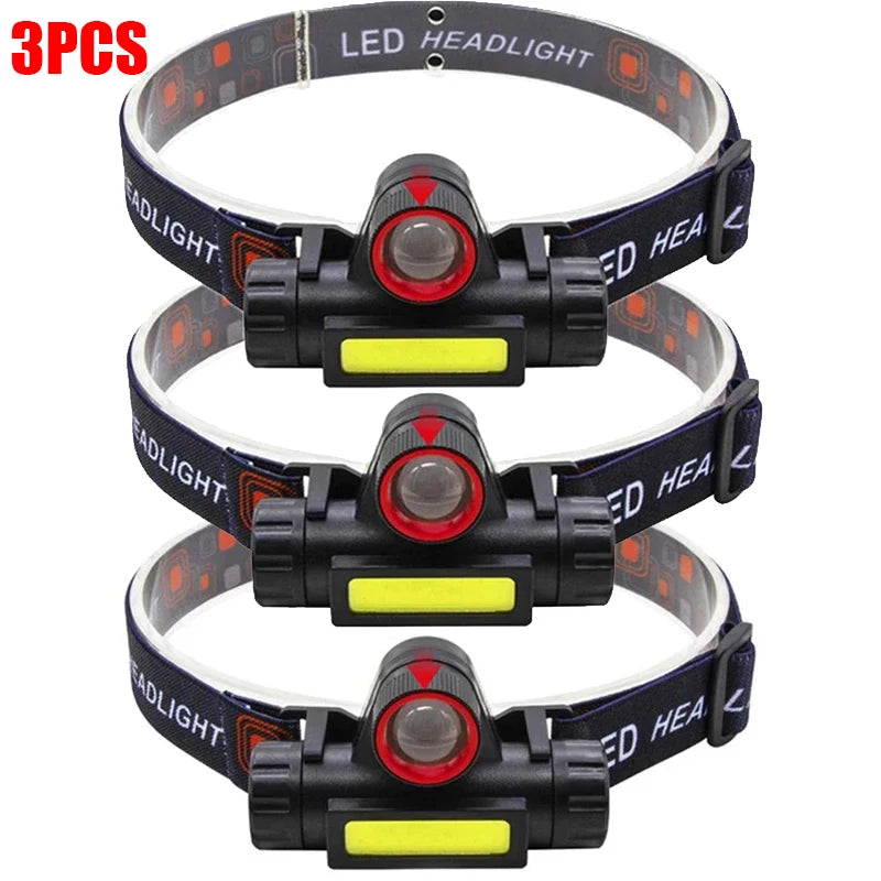 Rechargeable LED Headlamp – XPE COB Dual Light, Waterproof