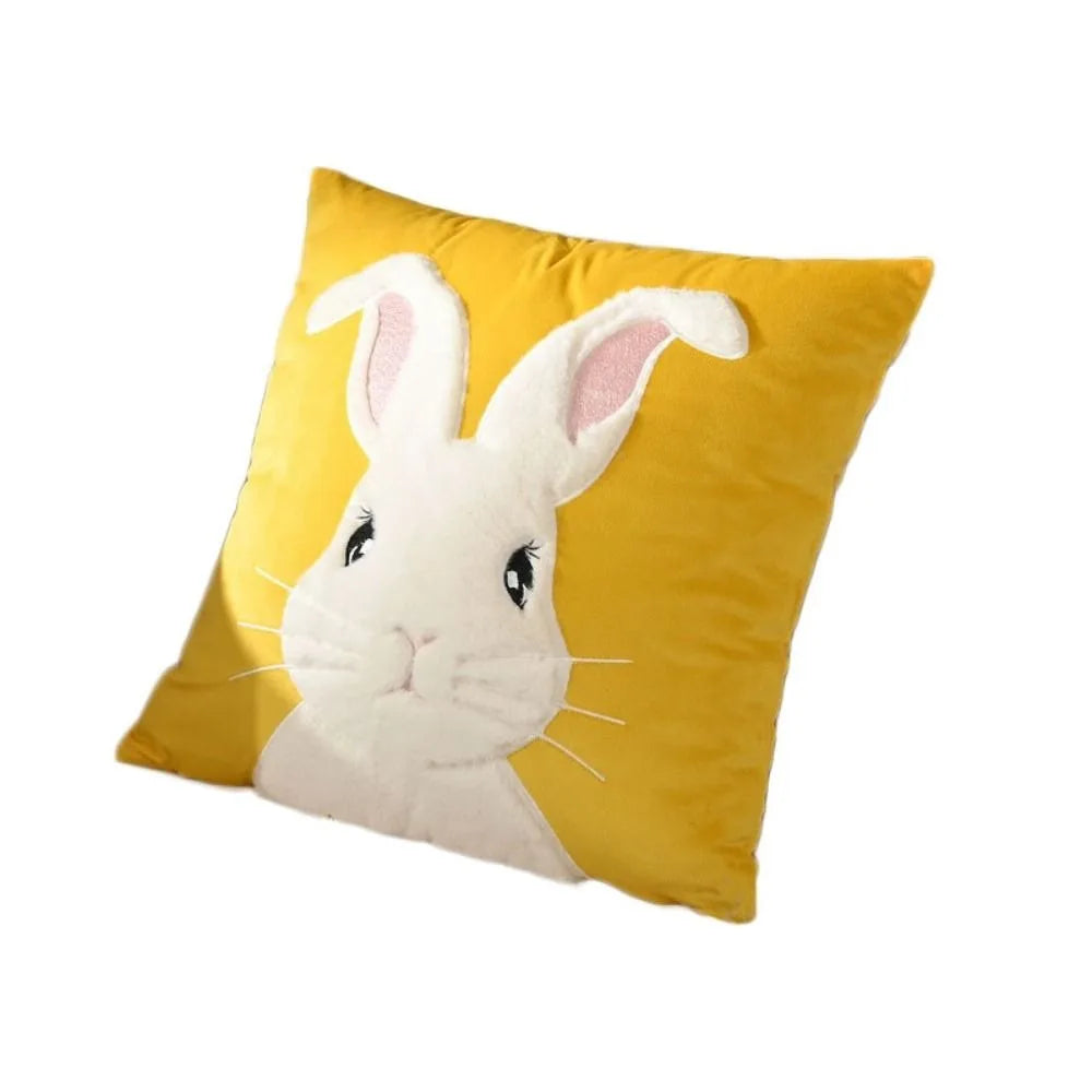 Rabbit Pattern Cushion Cover 45x45cm – Soft Cotton Pillowcase