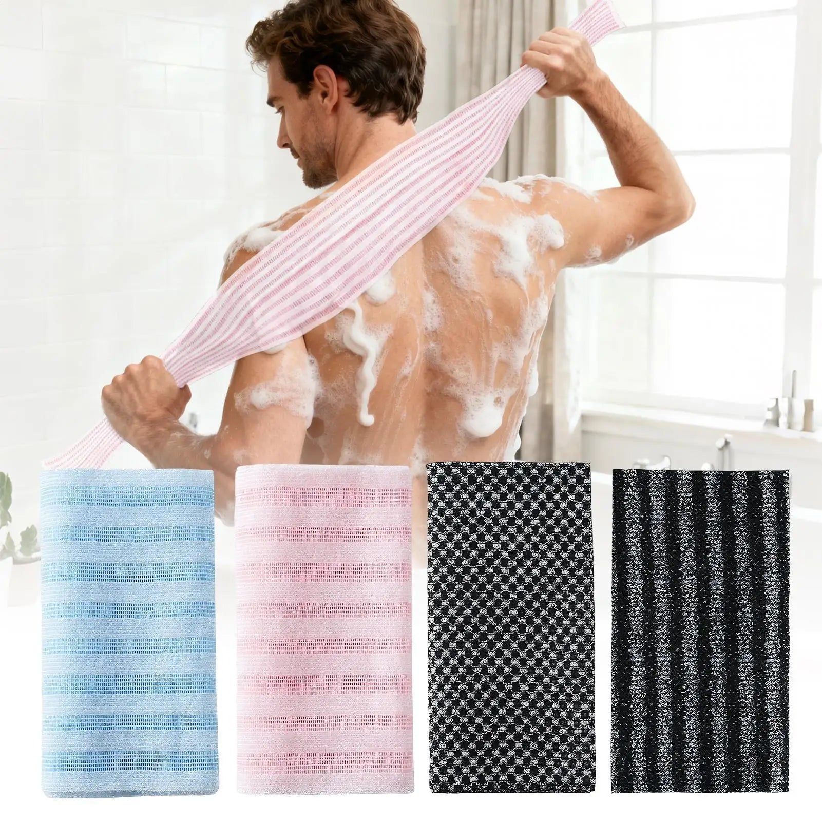 Exfoliating Bath Brush cloth 1PC Shower Scrubber for Back & Body Multi-Function Soft Shower Sponge Bathroom Accessories Oasis Select C