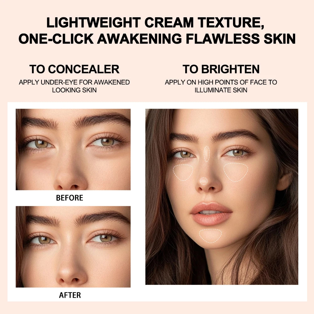 Waterproof Concealer Click Pen 3 Colors Natural Glowing Lightweight Full Coverage Sweat Proof Concealer Pencil Woman Makeup Oasis Select