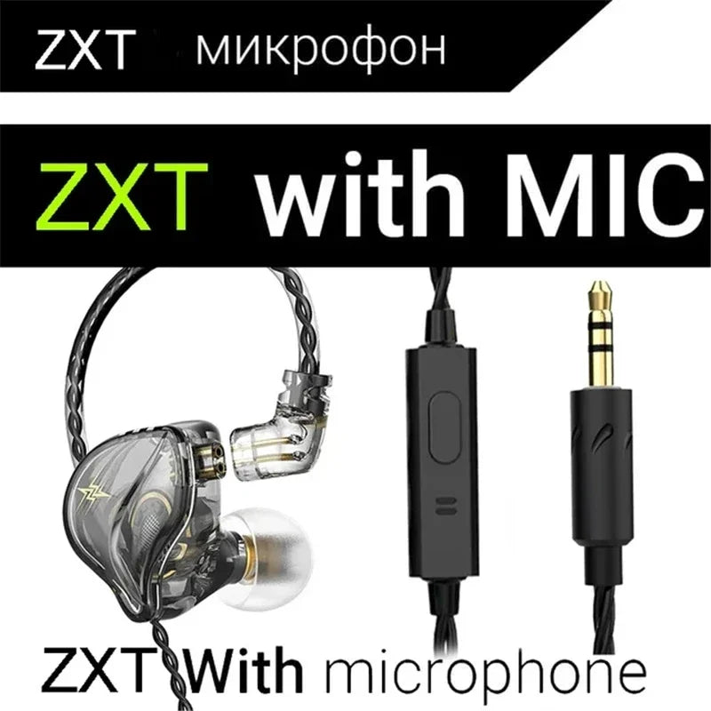QKZ AK3 FiLe Wired Earphone with Microphone HiFi Music Monitor Bass Headphones Noise Cancelling Headset For Sport Gaming Earbuds Oasis Select QKZ ZXT Grey