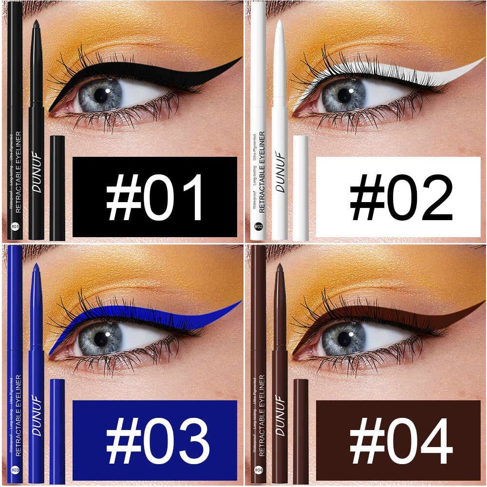 DUNUF 4 Pcs Durable Waterproof Eyeliner Pencil Non-smudging Soft Easy to Operate Sweat-proof and Easy to Color Beginner Friendly Oasis Select