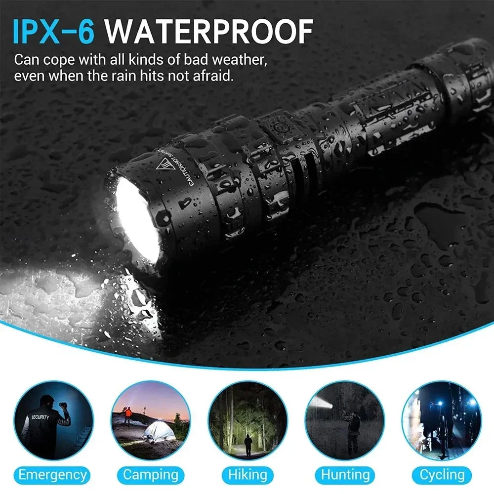 LED Tactical Hunting Flashlight USB Rechargeable Waterproof Torch Lamp Professional Shooting Night Scout Lights Set Oasis Select