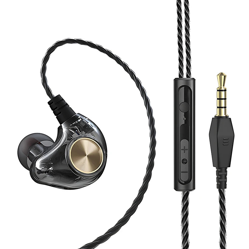 HIFI Heavy Bass Wired Earphone 3.5mm AUX In Ear Gaming Headset Dynamic Music Headphones Stereo Noise Cancelling Earbuds With Mic Oasis Select Black