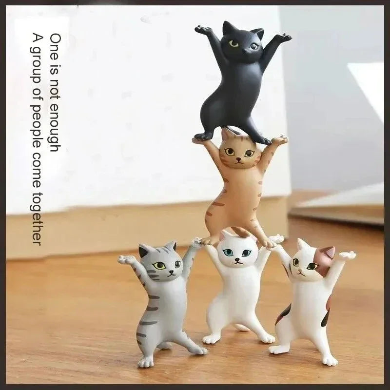 5 PCs Dancing Cat Figure Decoration Animation Cat Model Fashion Toy Enchanting Cat Capsule Toy Doll Cake Decoration Oasis Select