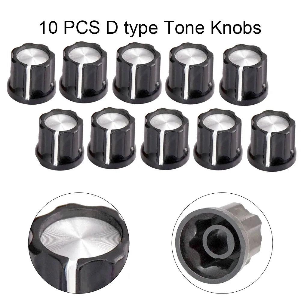 10pcs D Type 6mm Shaft Hole Volume Control Potentiometer Knob Position Groove Parts For Guitar Bass Electric Guitar Accessories Oasis Select Default Title