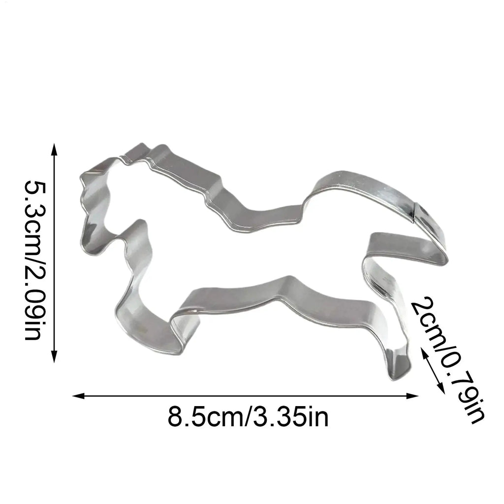 Horse Cookie Cutter Stamp Stainless Steel Baking Accessories Pressable Cookie Mold for Fondant Bakers Parents Home Party Oasis Select