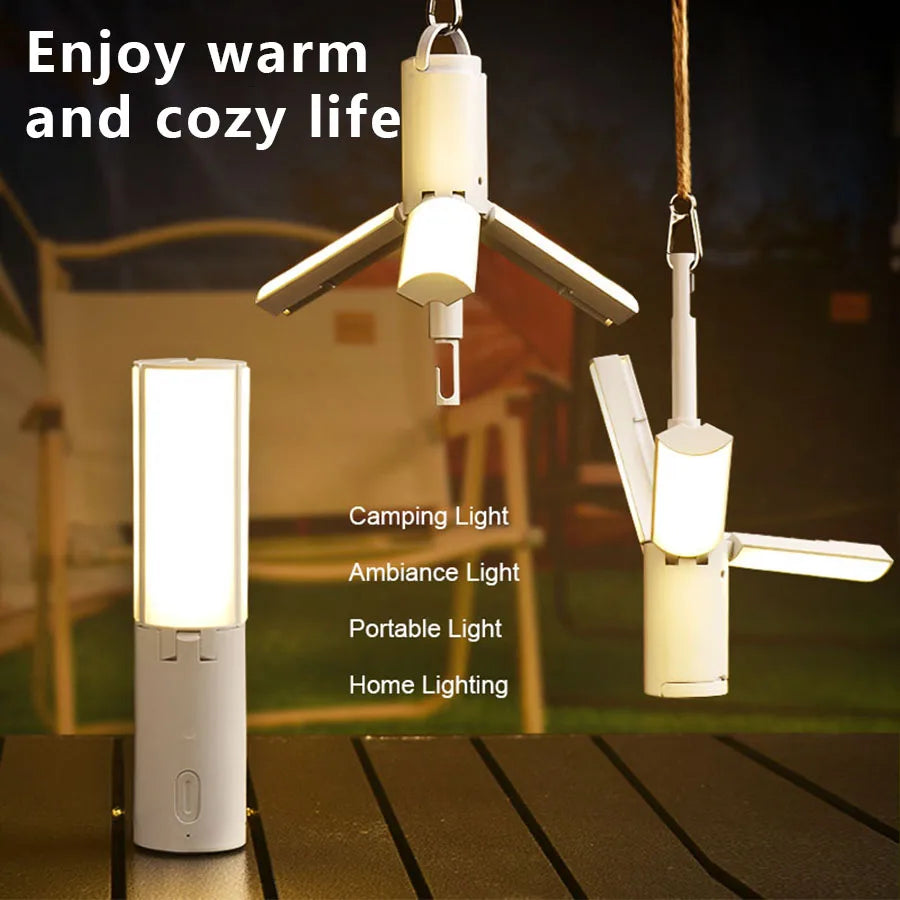 Folding Outdoor Camping Light Portable Lantern Rechargeable 3 Modes Dimmable For Outdoor Camping Tent Emergency Lighting Oasis Select