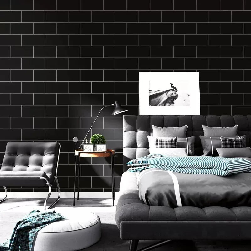 40cm Decorative Walls Paper Wall Stickers Adhesive Wall Wallpaper Waterproof and Anti Fouling Living Room Black Brick Pattern Oasis Select