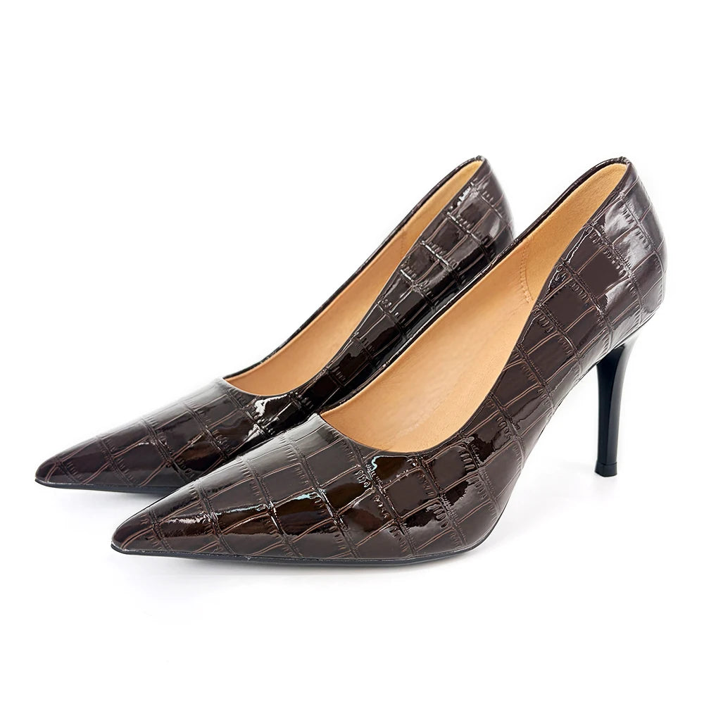 Women Dark Brown Heels 3.54Inch PU Leather Pumps Office Wedding Shoes Comfortable Non Slip Vintage Old Money New 2026 Oasis Select 40 Dark Brown