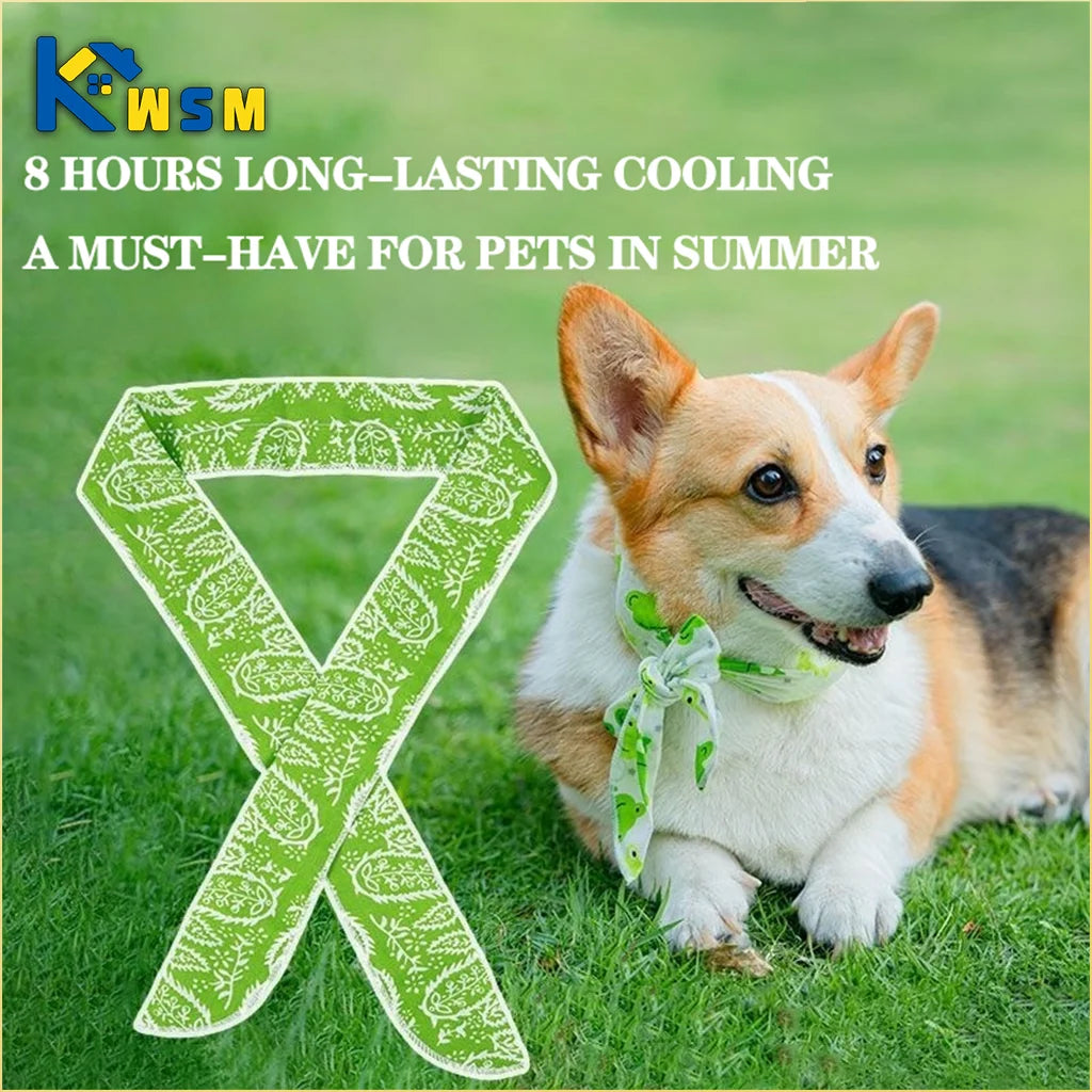 Pet Cooling Scarf Ice Collar for Cats Dogs Summer Heat Relief Outdoor Travel Accessory with Breathable Cartoon Design Oasis Select