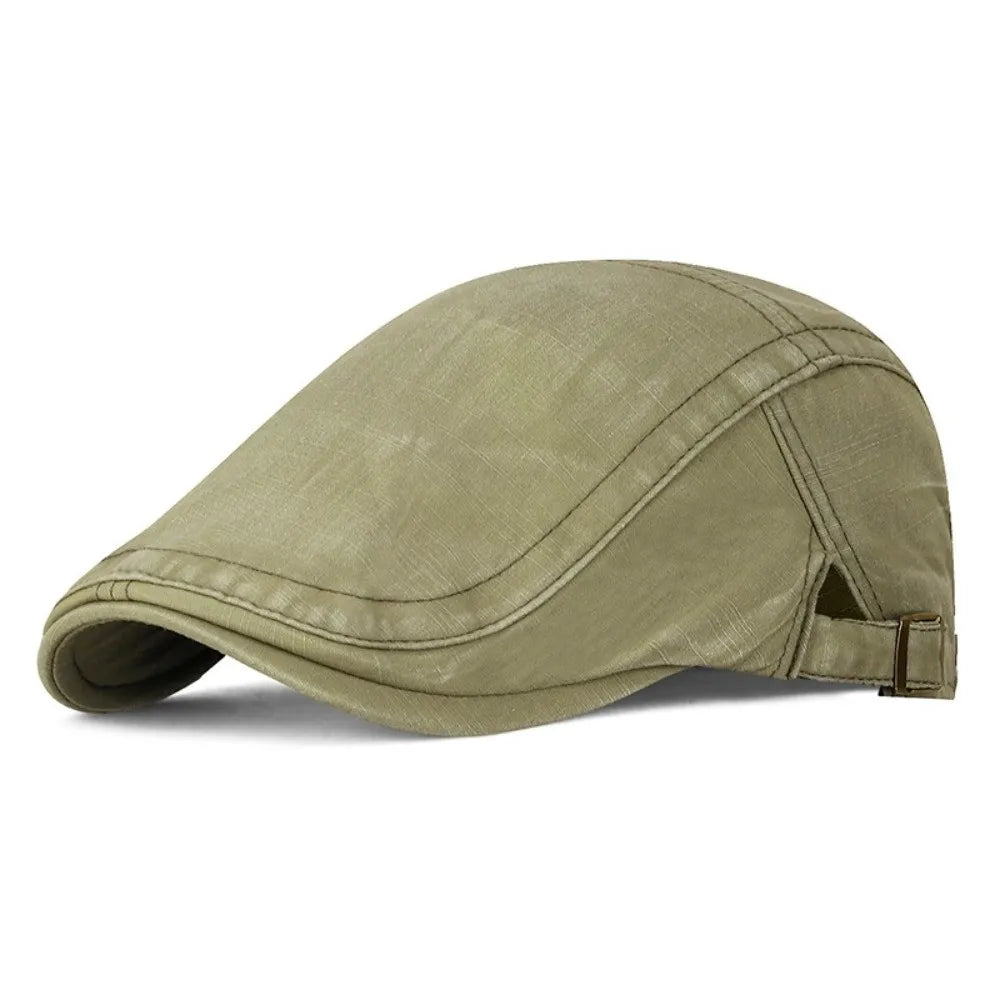 Driving Golf Retro Denim Beret Hat washed cotton Baker Peaked Newsboy Hat Adjustable Painter Hat Women Oasis Select Green