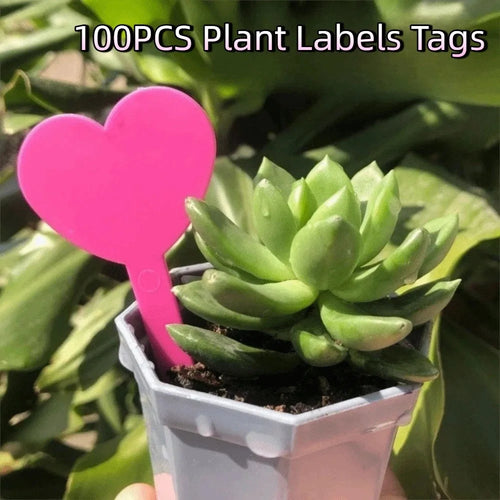 100PCS Waterproof Plant Labels Tags Reusable Heart Shaped Plant Growth Label Durable Nursery Markers DIY Garden Decoration Oasis Select