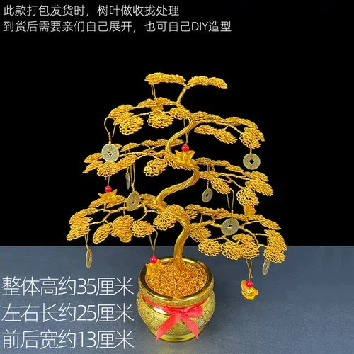 Cash cow handicraft fortune tree fortune decoration wine cabinet decoration living room office shop opening gifts Oasis Select 35x25x13cm