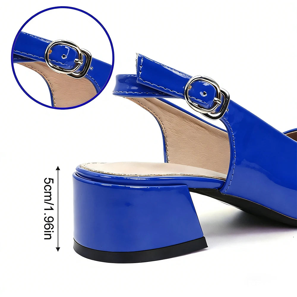 Women's high heel sandalsblue elegant ladies' square heel fashion heels 1.98in for casual wear shopping travel vacations Oasis Select