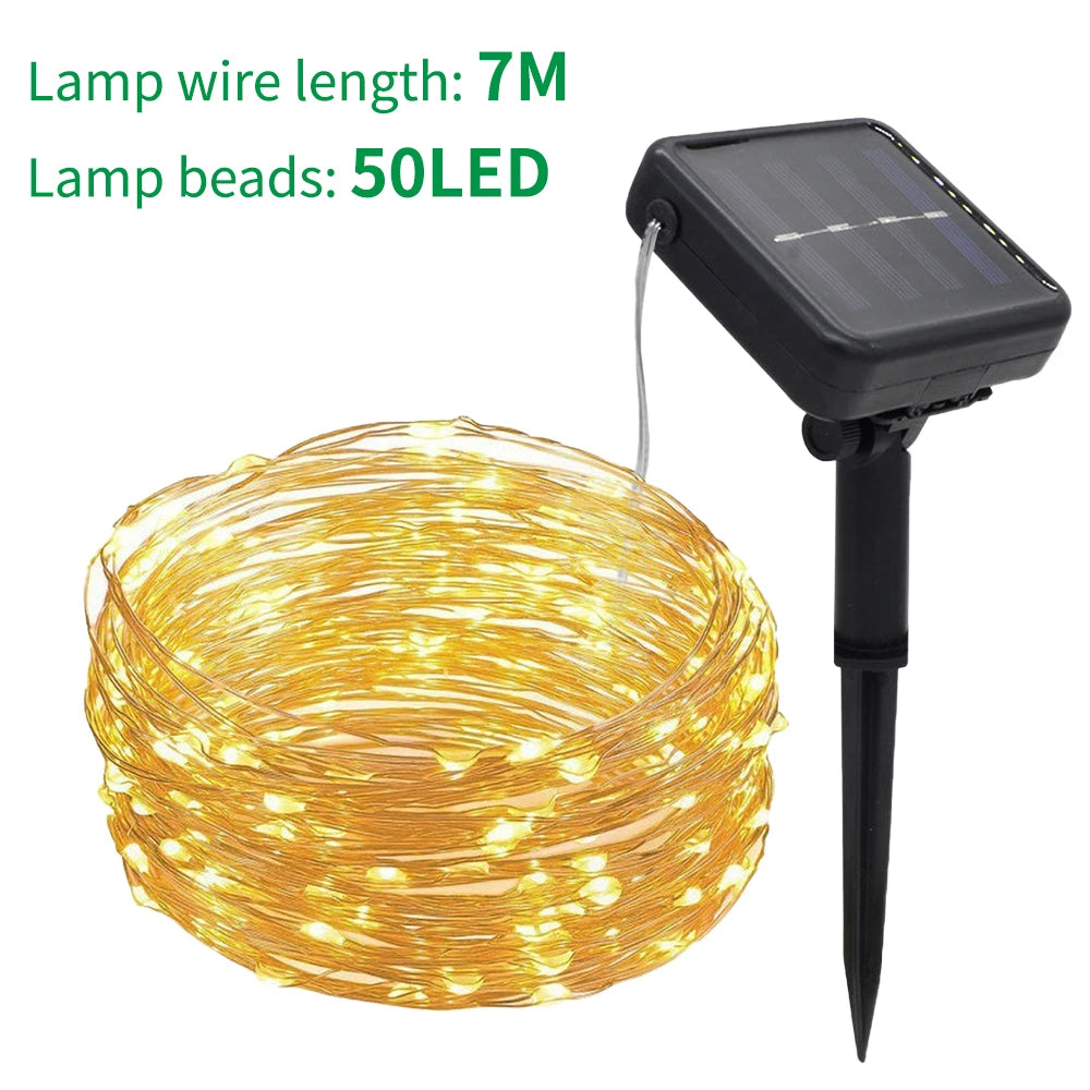 7M/12M LED Solar String Fairy Lights Outdoor Path Garlands Lamp Patio Waterproof Christmas Wedding Garden Street Lights Oasis Select 7M Warm