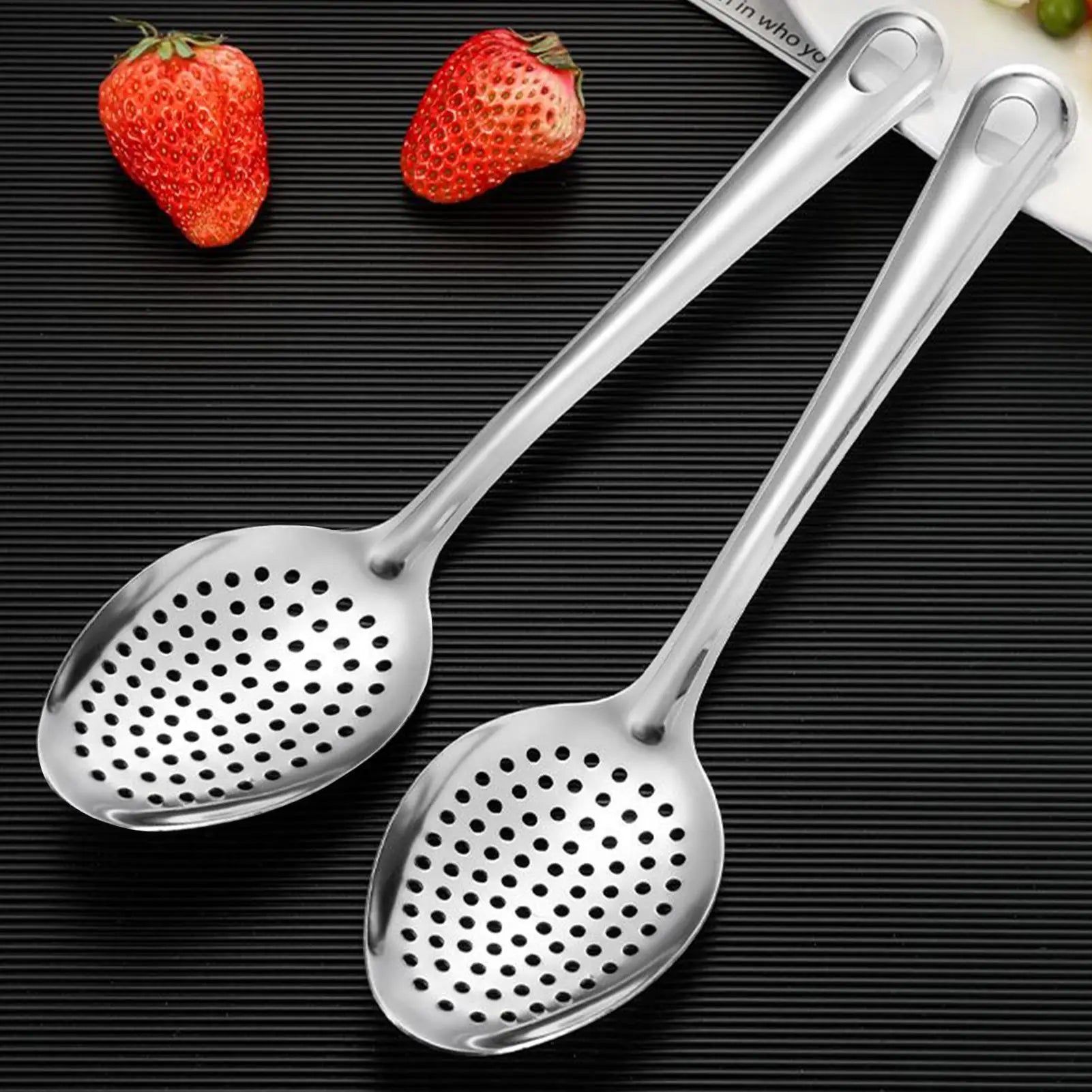 Stainless Steel Strainer Spoon 1PC Slotted Spoons Kitchen Colander Spoon Spoon Filter Strainer Food Scoop Skimmer Colander Oasis Select
