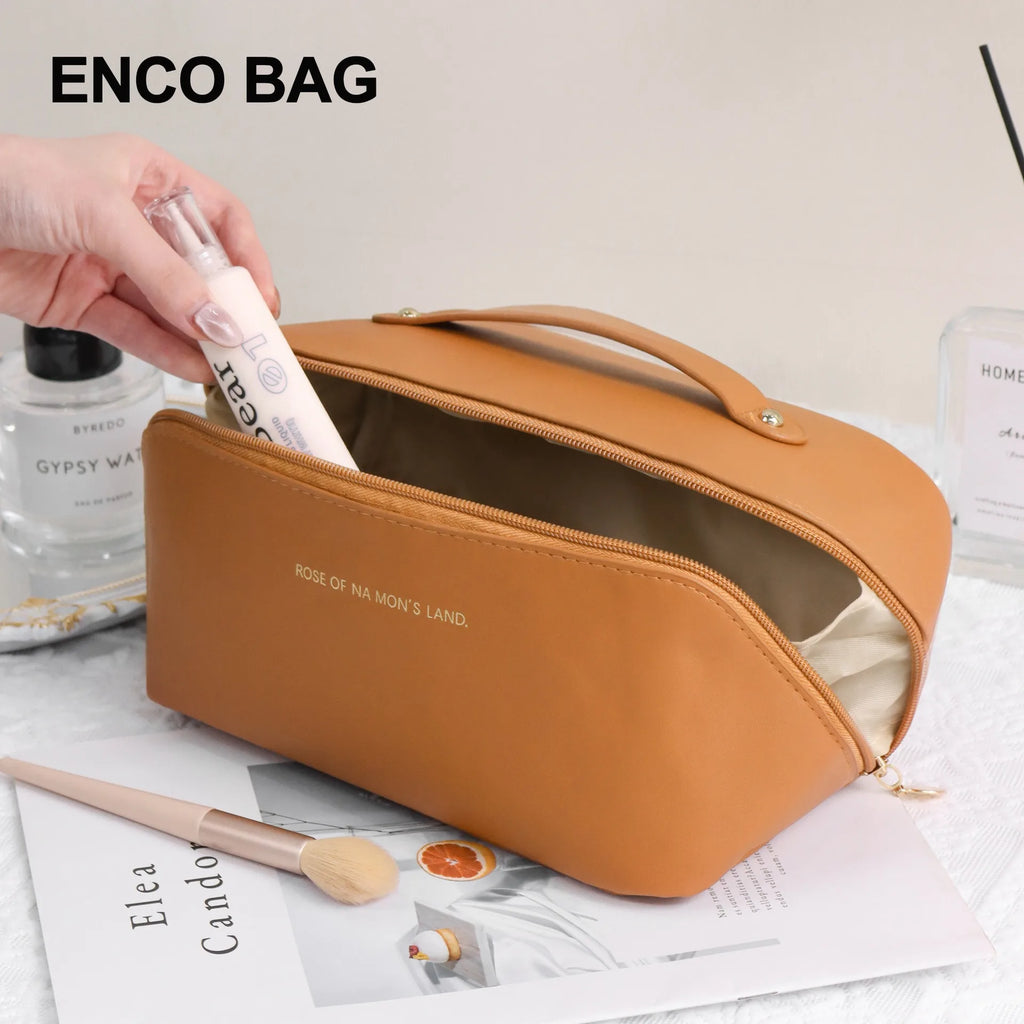 Makeup Bag Portable Large Capacity Beauty and Skincare Storage Bag High Appearance Level Waterproof Clutch Bag Oasis Select style 1 bag brown