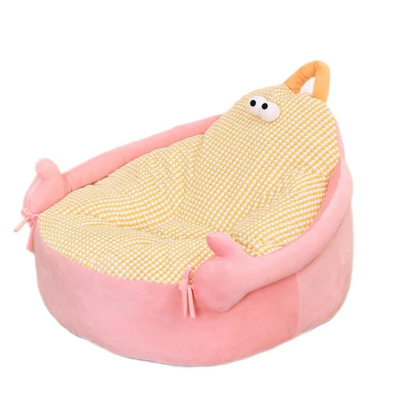 New autumn and winter dog and cat beds, cartoon-shaped sofa beds, large-eye pet bed cushions, and daily dog and cat cushions Oasis Select