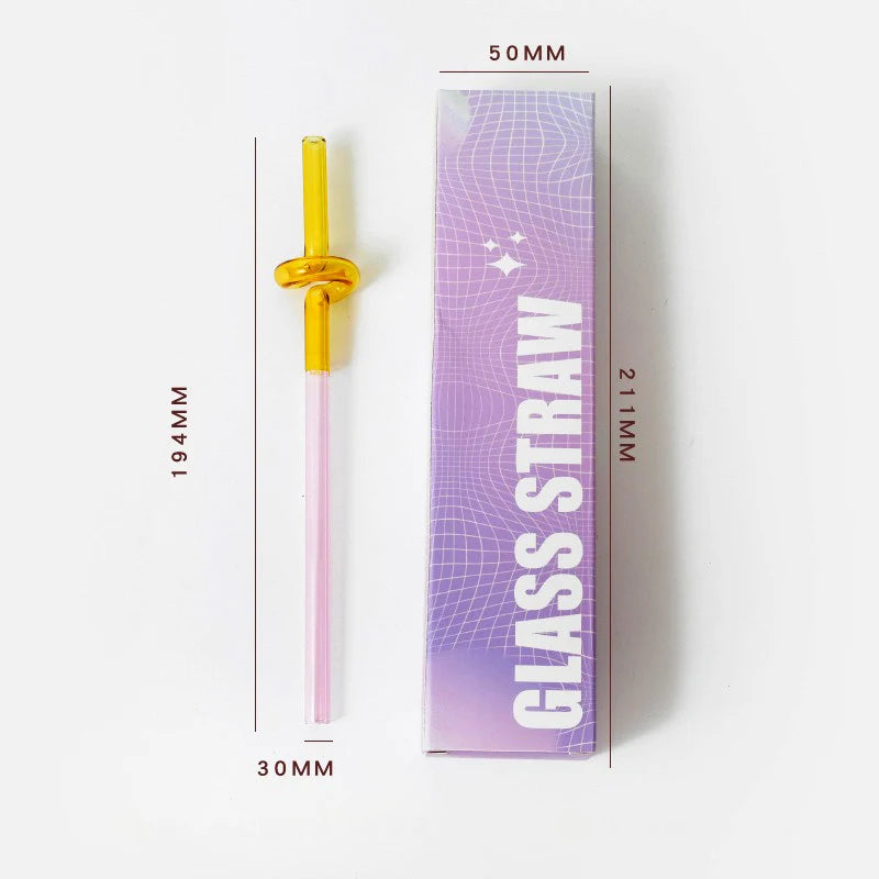 Knotted Colored Glass Straws Lightweight Smooth Edge Gift for Men Women and Kids Practical Stylish Versatile Suitable for Photos Oasis Select BJ00656