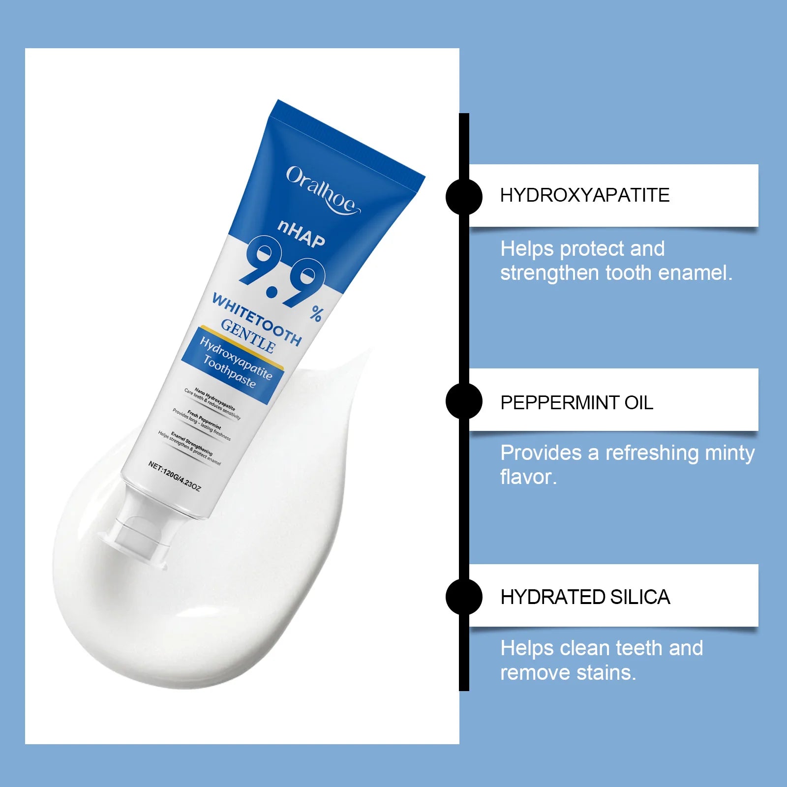 Hydroxyapatite Toothpaste Enamel Repair Teeth Stains Cleansing Bad Breath Removal Dental Birghtening Preventing Periodontitis Oasis Select
