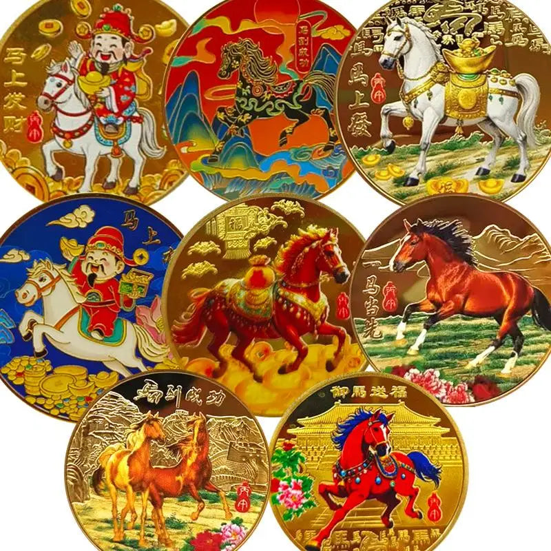2026 Year Of The Horse Lucky Souvenir Coin Collectible Decoration Metal Crafts 40mm Zodiac Horse Commemorative Medal Event Gift Oasis Select