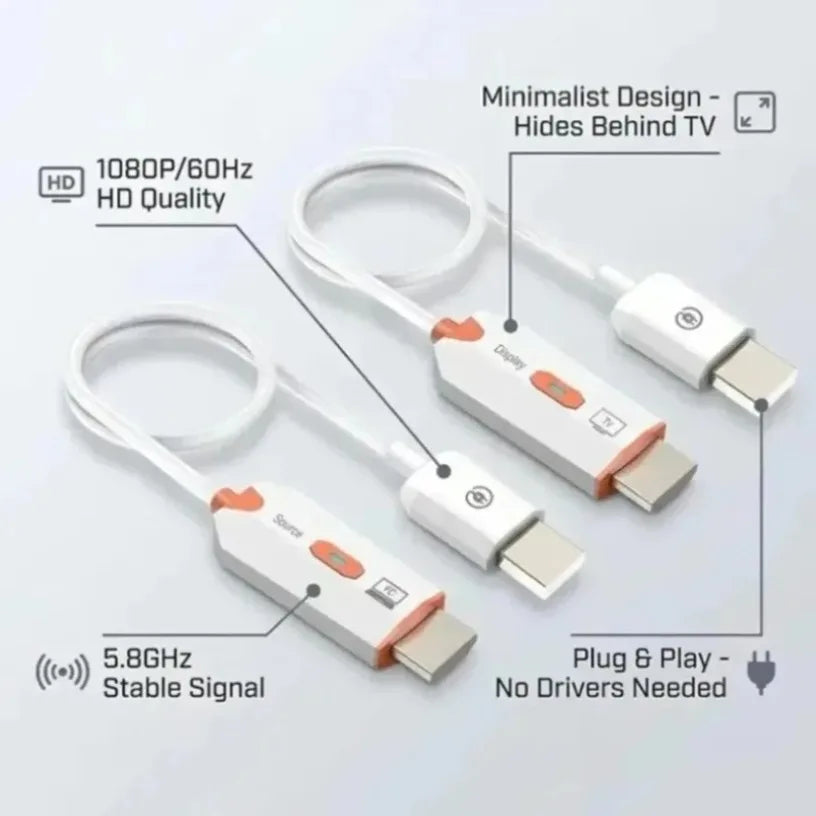 Wireless HDMI-Compatible Transmitter / Receiver 1080P 5.8GHz 98FT Wireless Display Adapter TX RX Full Set for Home Office Use Oasis Select