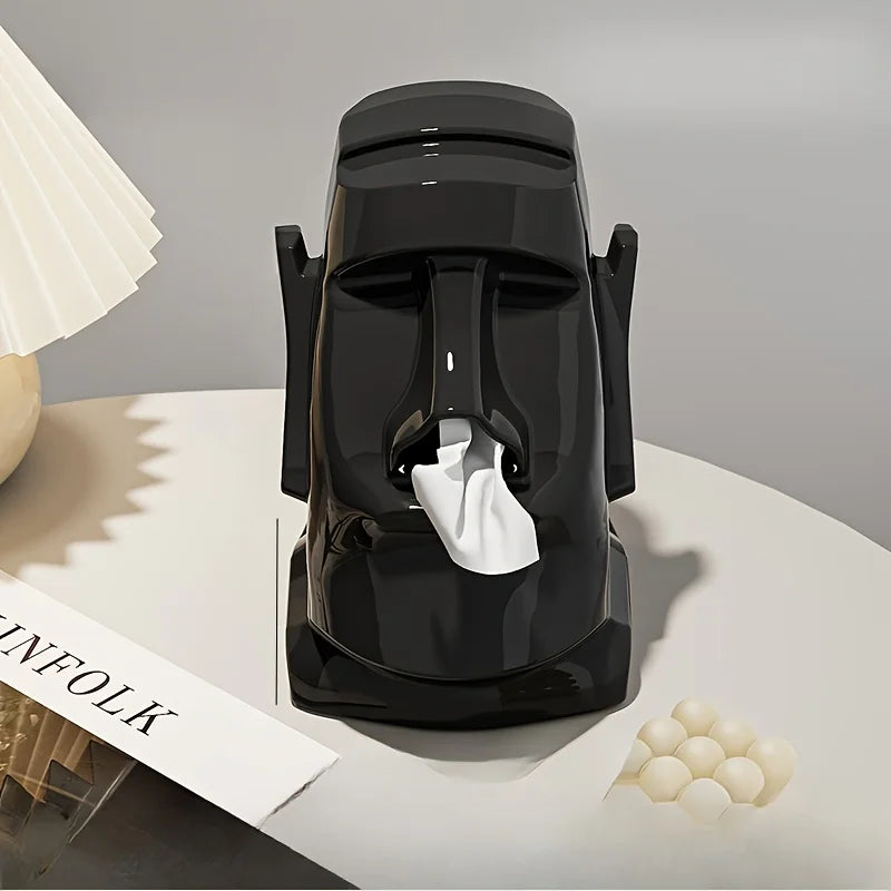 Household Tissue Box Creative Stone Figure Paper Towel Box Living Room Bedroom Table Decorative Simple Modern Style Oasis Select black