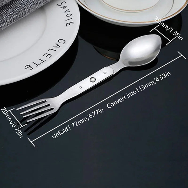 Portable 2 In 1 Folding Fork And Spoon ComboTitanium Alloy Lightweight Camping Utensil Spork For Backpacking Outdoor EDC Tool Oasis Select
