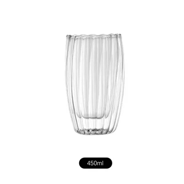 250/350/450ml Glass Cup Stripe Double Wall High Borosilicate Heat Resistant Tea Handmade Milk Juice Whisky Espresso Coffee Mug Oasis Select 450ML 250-450ml
