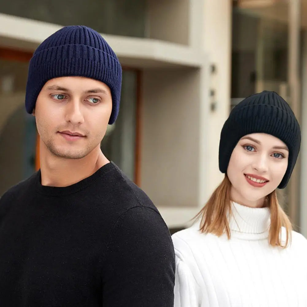 Outdoor Winter Knitted Hat For Men Women Plush Warm Cap Earmuff Casual Fashion Thick Cycling Ear Protection Hats Oasis Select