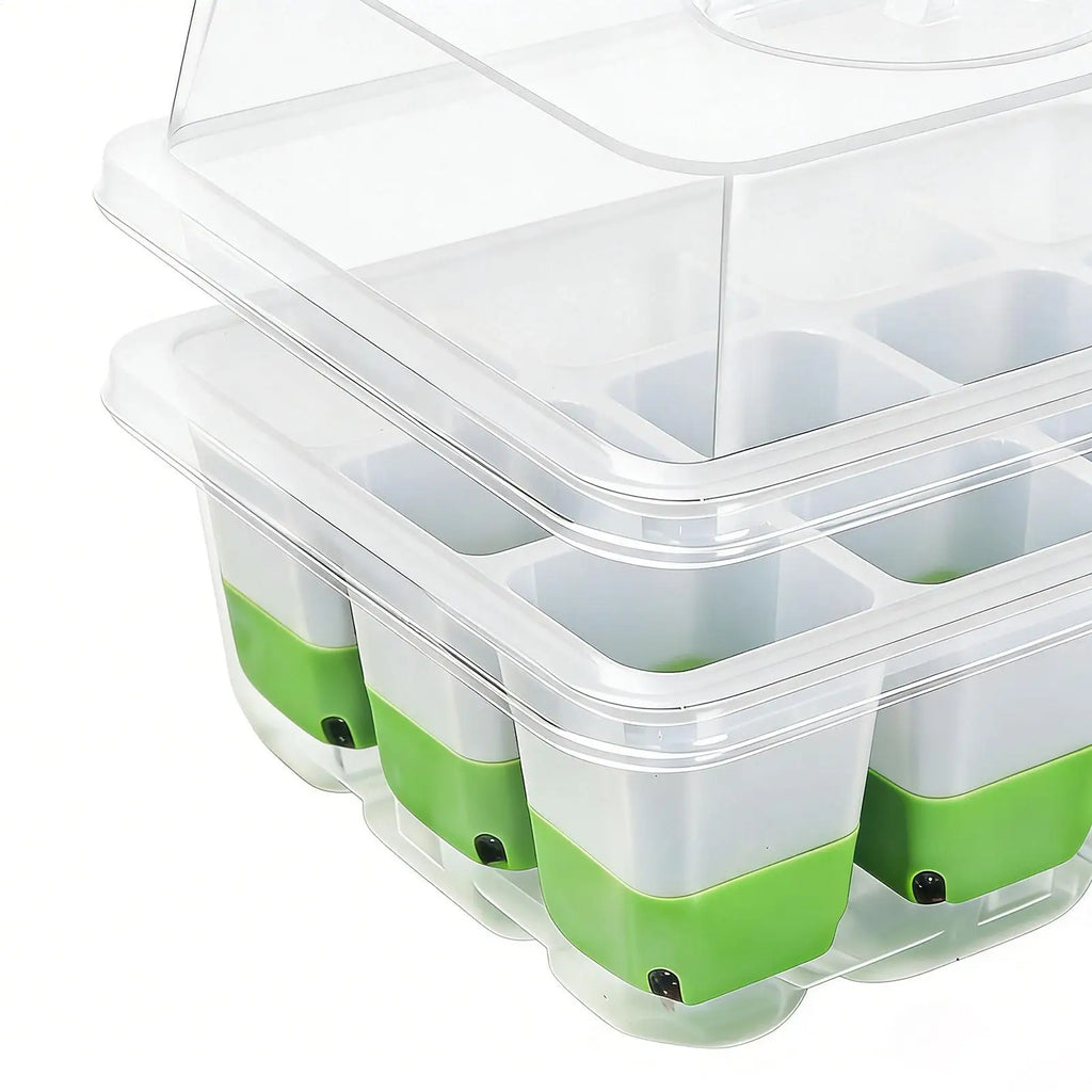 pots 12-cell Seedling Starter Tray Indoor Garden Greenhouse Growth Potting with Cover Adjustable Humidity Germination Box Oasis Select