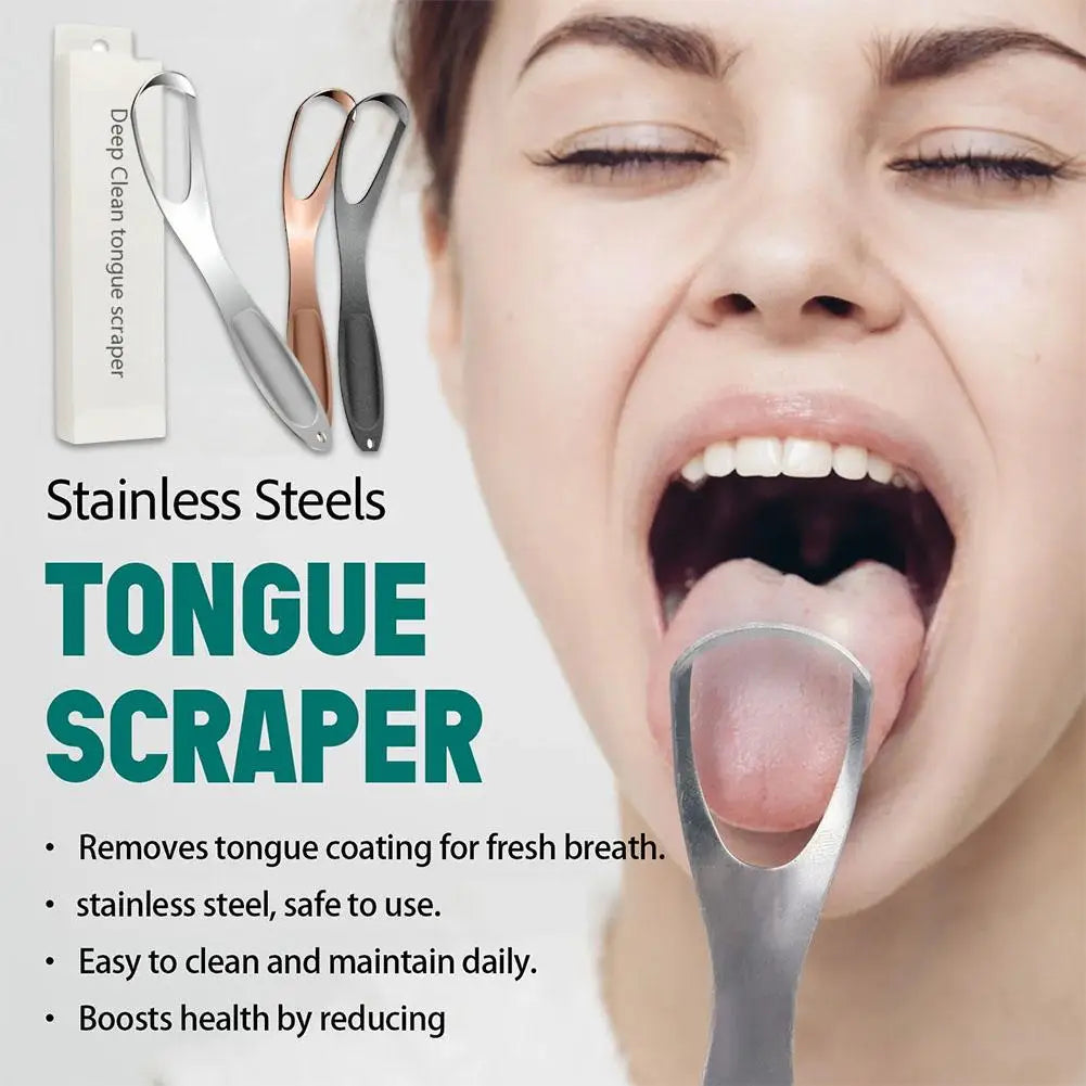 Stainless Steel Tongue Scraper Fan-Shaped Tongue Cleaner for Fresh Breath, Oral Hygiene Care Tool Coated Tongue Toothbrush Oasis Select