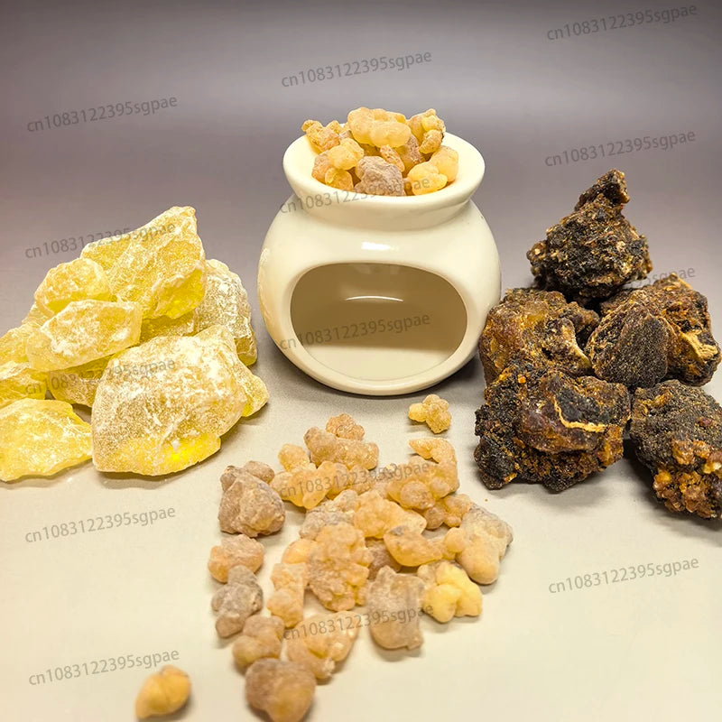 300g Premium Natural Resin Incense Pack: 100g Frankincense & 100g Myrrh for Stress Relief，and 100g Pine Rosin，100% Pure Oasis Select