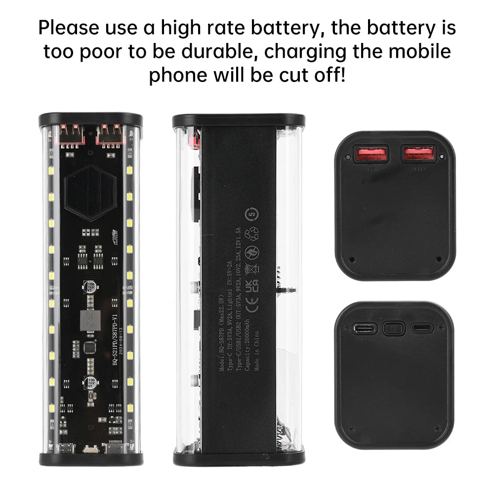 8 Slots 21700 Battery Case DIY Kit Mecha Transparent Quick Charge Flash Charger Battery Case Kit Power Bank Box Type C Oasis Select